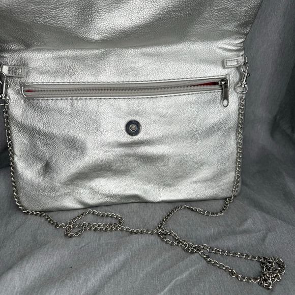 H&M Pink/Silver Fold Over Buttoned Going Out Crossbody Bag - Picture 3 of 7